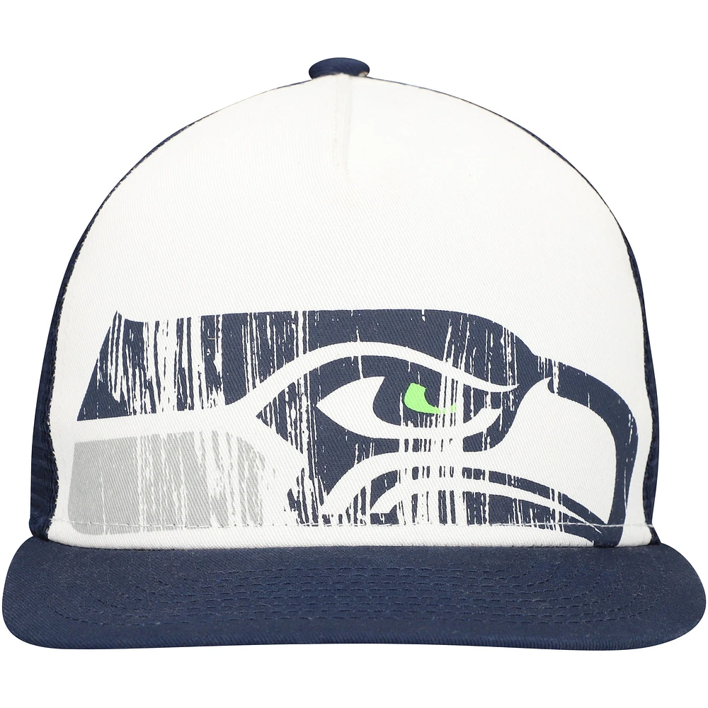 Youth New Era White/College Navy Seattle Seahawks Distressed 9FIFTY A-Frame Snapback Hat
