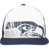 Youth New Era White/College Navy Seattle Seahawks Distressed 9FIFTY A-Frame Snapback Hat
