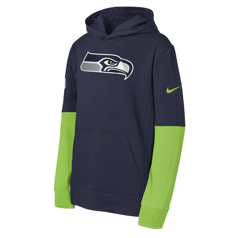 Youth Nike College Navy Seattle Seahawks Club Pullover Hoodie