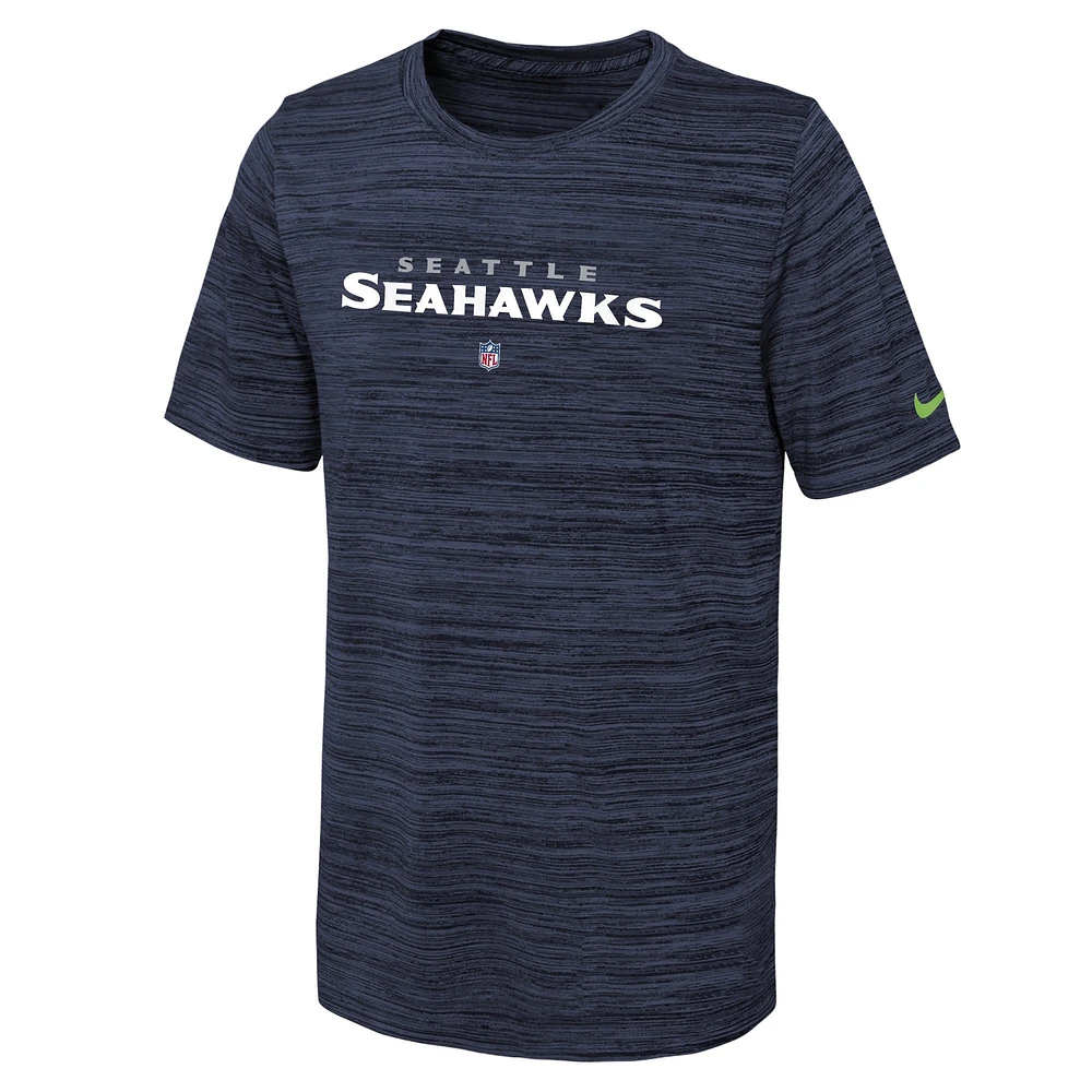 T-shirt Nike College Navy Seattle Seahawks Team Sideline Velocity Performance pour jeune