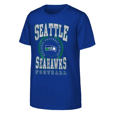 T-shirt rétro cousu pour jeunes Royal Seattle Seahawks