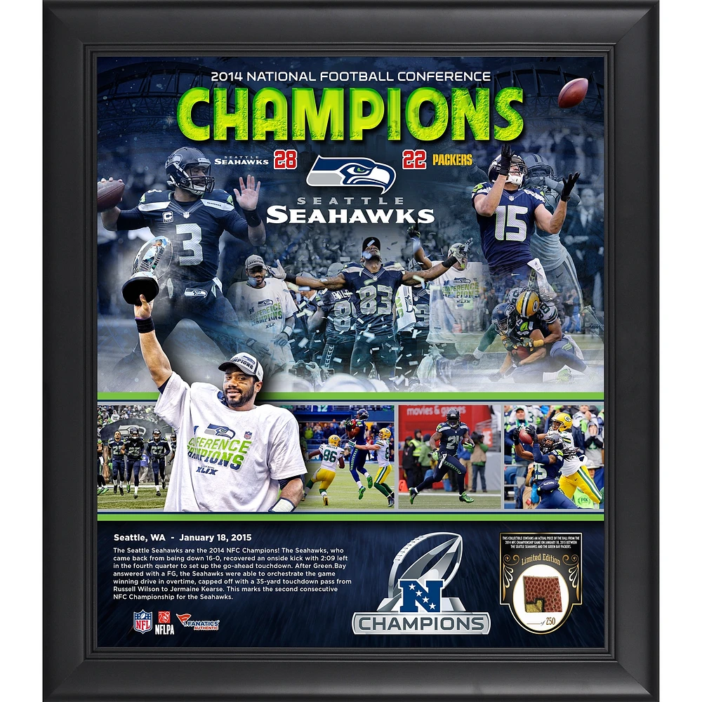 Seattle Seahawks Shop Exclusive 2014 NFC Champions Framed 15'' x 17'' Collage with a Piece of Game-Used Football from the NFC Championship Game - Limited Edition of 250