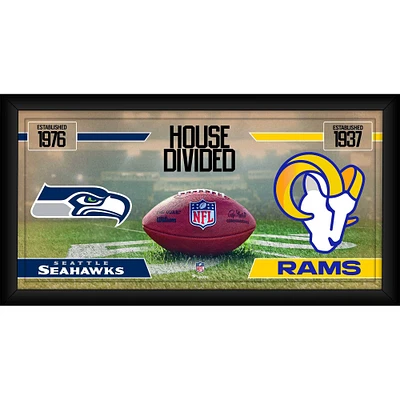 Collage de football encadré 10" x 20" des Seahawks de Seattle contre les Rams de Los Angeles