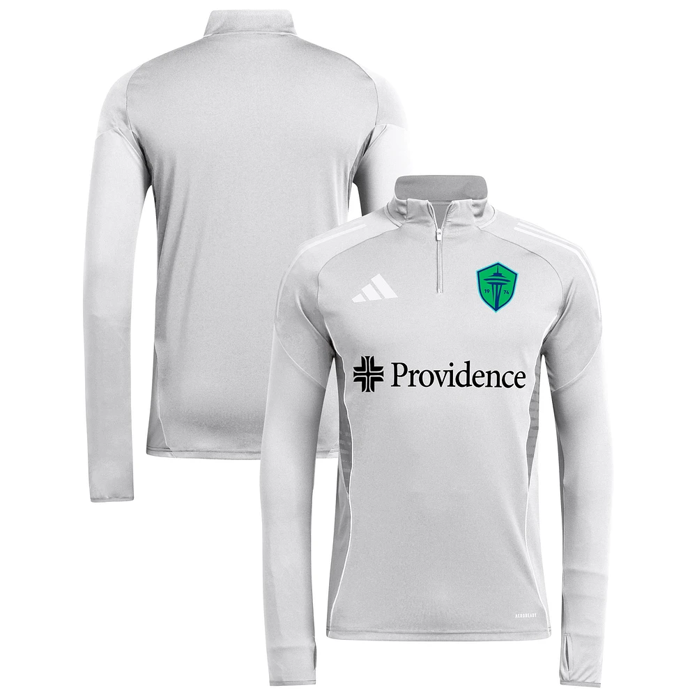 Men's adidas Silver Seattle Sounders FC 2025 Quarter-Zip Long Sleeve Training Top
