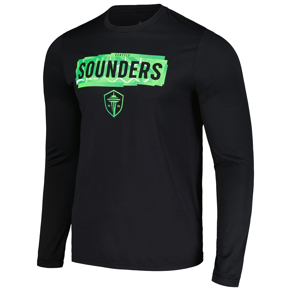 T-shirt à manches longues adidas Seattle Sounders FC Local Pop AEROREADY pour homme noir