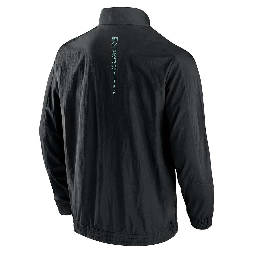 Men's Fanatics Black Seattle Sounders FC Header Raglan Full-Zip Jacket