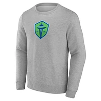 Men's Fanatics  Heather Gray Seattle Sounders FC Primary Logo Fleece Sweatshirt