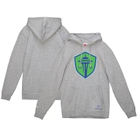 Sweat à capuche avec logo principal Mitchell & Ness pour hommes, gris chiné, Seattle Sounders FC