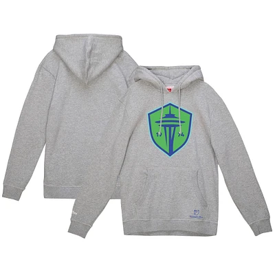 Sweat à capuche avec logo principal Mitchell & Ness pour hommes, gris chiné, Seattle Sounders FC