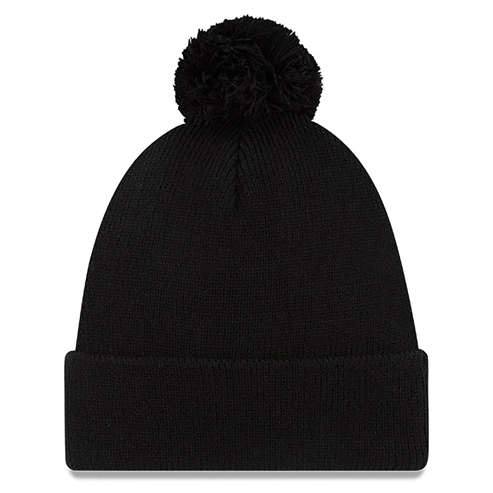 Men's New Era  Black Seattle Sounders FC  Wordmark Pom Cuffed Knit Hat