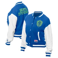 Women's 5th & Ocean by New Era Blue Seattle Sounders FC Throwback Full-Snap Jacket