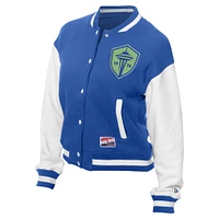Women's 5th & Ocean by New Era Blue Seattle Sounders FC Throwback Full-Snap Jacket