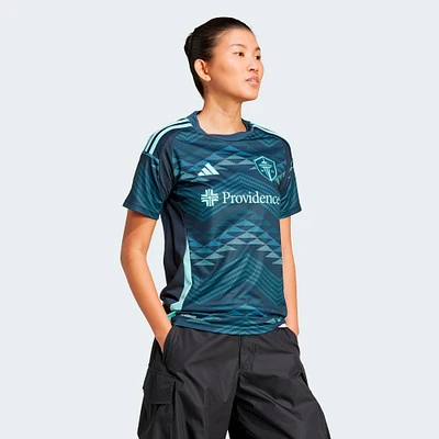 Maillot réplique du kit The Salish Sea 2025 des Seattle Sounders FC bleu adidas pour femme