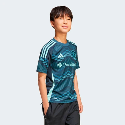 Maillot réplique du kit The Salish Sea 2025 des Seattle Sounders FC bleu adidas pour jeunes