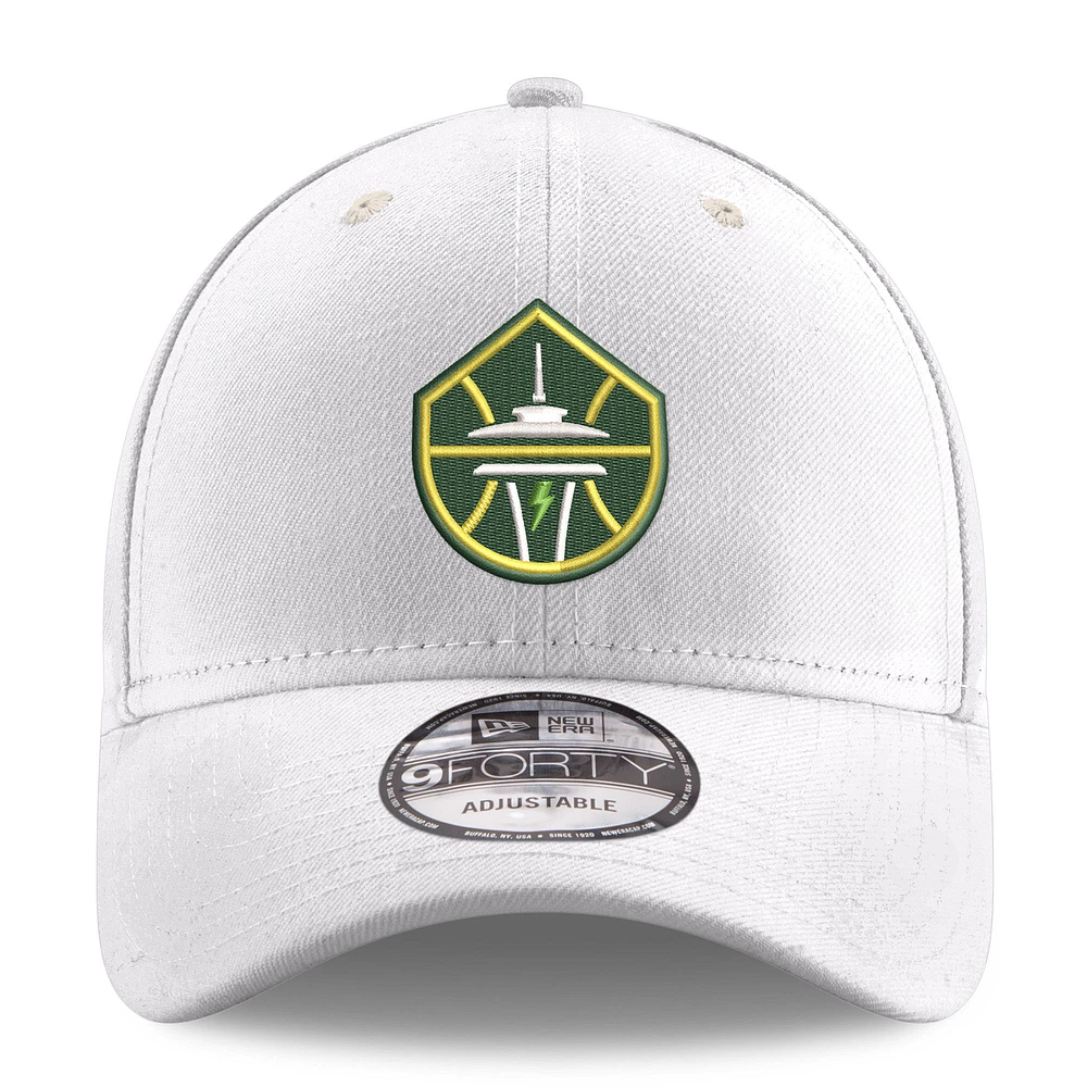 Men's New Era  White Seattle Storm Primary Logo 9FORTY Adjustable Hat