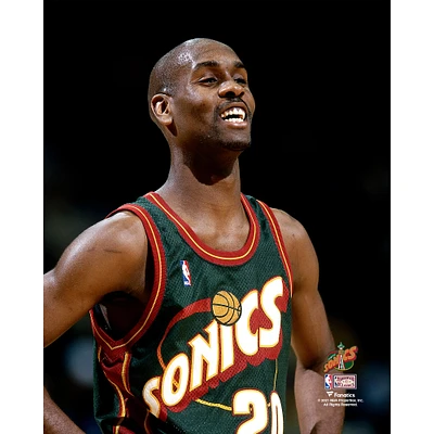 Gary Payton Seattle SuperSonics Unsigned Hardwood Classics Smiling Photograph