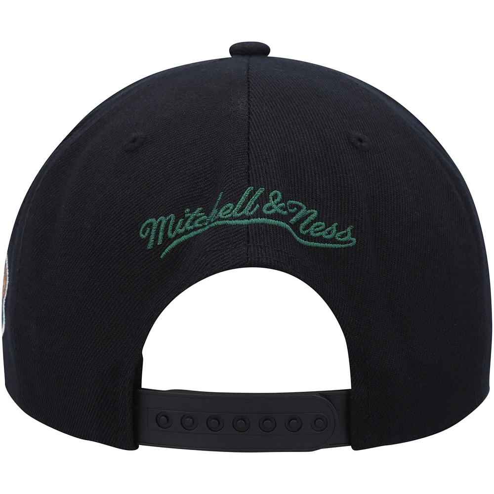 Men's Mitchell & Ness Black Seattle SuperSonics Hardwood Classics MVP Team Script 2.0 Snapback Hat
