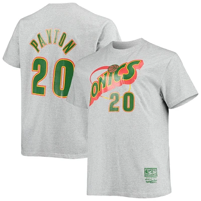 T-shirt avec nom et numéro Mitchell & Ness Gary Payton gris chiné Seattle SuperSonics Big Tall Hardwood Classics pour homme