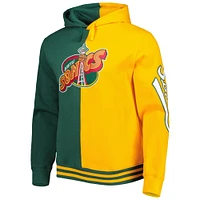 Men's Mitchell & Ness Green/Gold Seattle SuperSonics Hardwood Classics Split Pullover Hoodie
