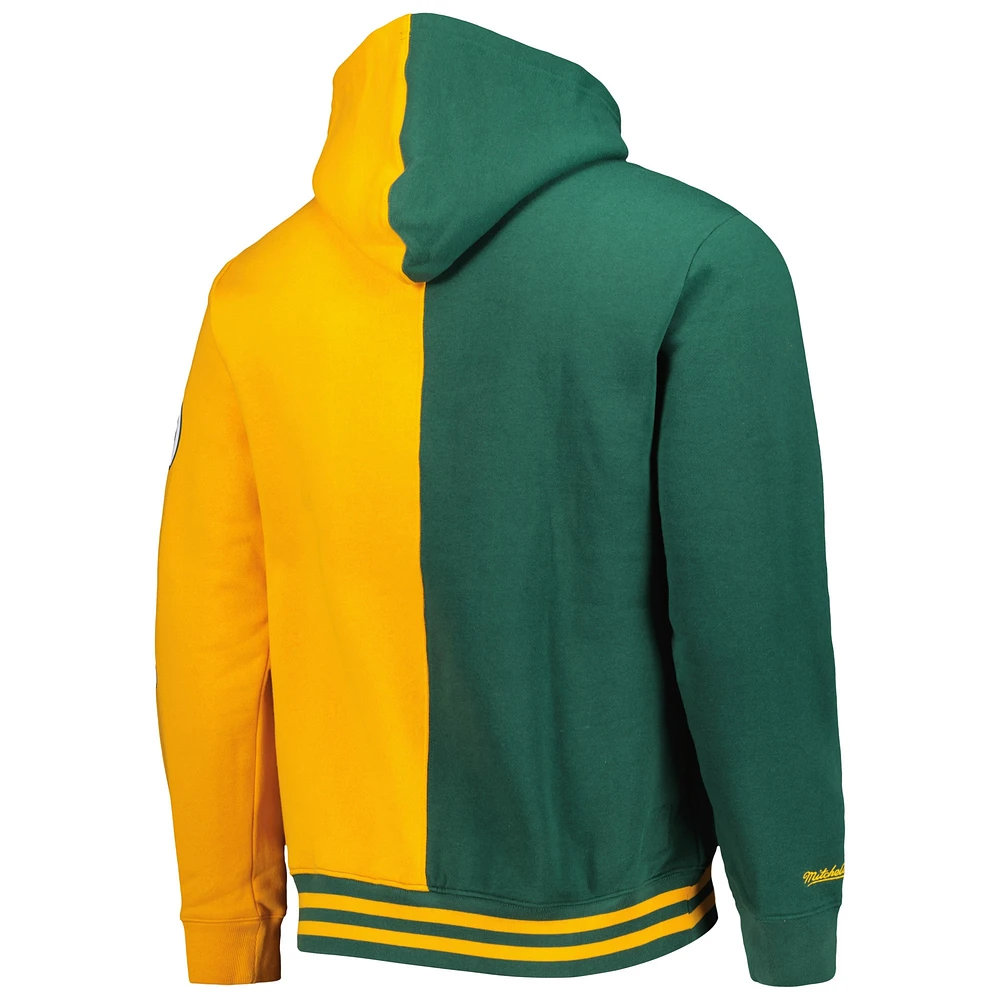 Men's Mitchell & Ness Green/Gold Seattle SuperSonics Hardwood Classics Split Pullover Hoodie