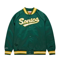 Men's Mitchell & Ness Green Seattle SuperSonics Hardwood Classics  Throwback Wordmark Raglan Full-Snap Jacket