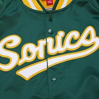 Men's Mitchell & Ness Green Seattle SuperSonics Hardwood Classics  Throwback Wordmark Raglan Full-Snap Jacket