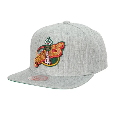 Casquette Snapback Seattle SuperSonics Hardwood Classics 2.0 Mitchell & Ness Heather Grey pour homme