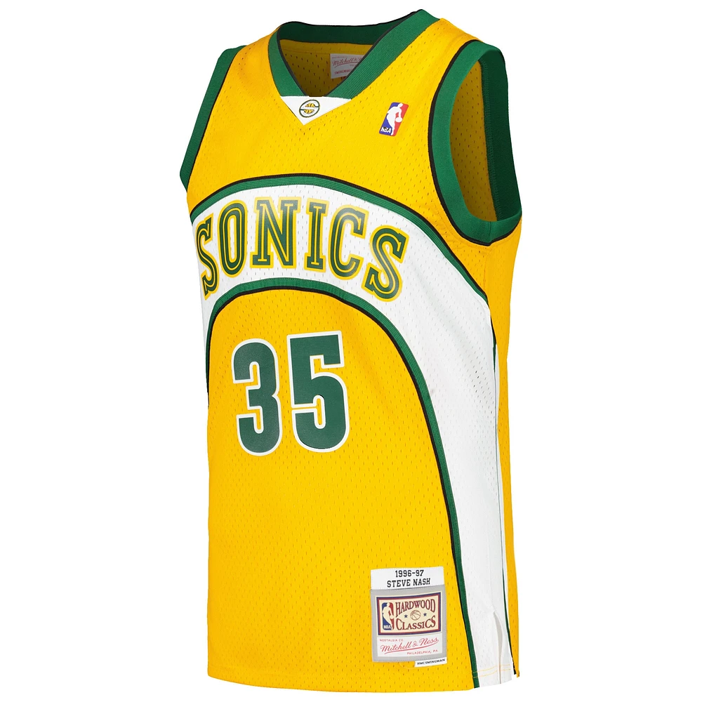Men's Mitchell & Ness Kevin Durant Yellow Seattle SuperSonics  2007/08 Hardwood Classics Swingman Throwback Jersey