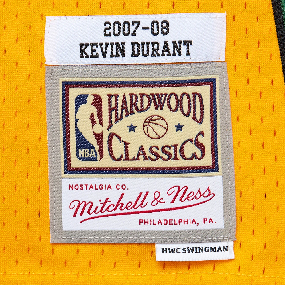 Men's Mitchell & Ness Kevin Durant Yellow Seattle SuperSonics  2007/08 Hardwood Classics Swingman Throwback Jersey