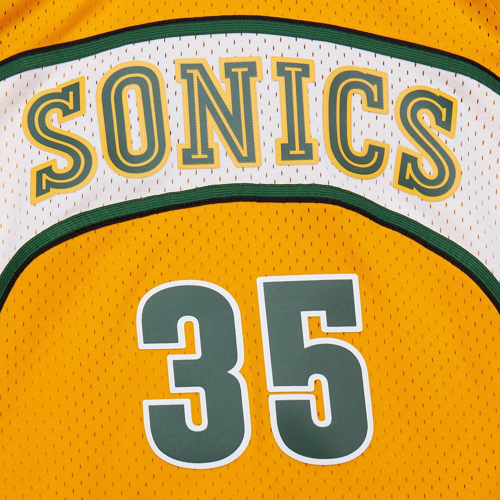 Men's Mitchell & Ness Kevin Durant Yellow Seattle SuperSonics  2007/08 Hardwood Classics Swingman Throwback Jersey