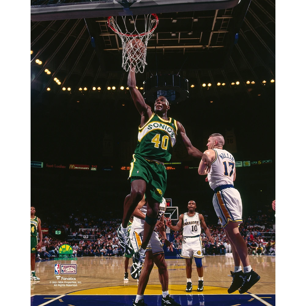 Shawn Kemp Seattle SuperSonics Unsigned Hardwood Classics Driving Dunk vs. Golden State Warriors Photograph
