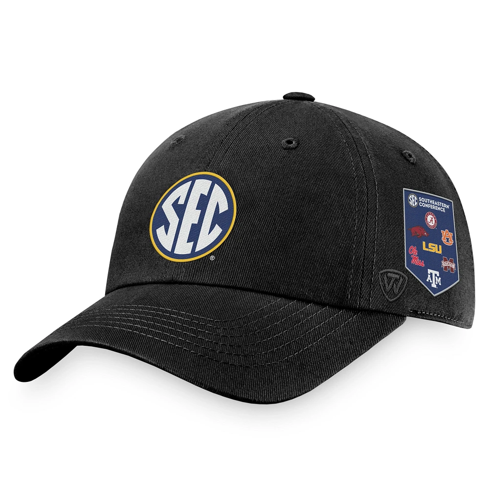 Men's Top of the World Black SEC Banner Adjustable Hat