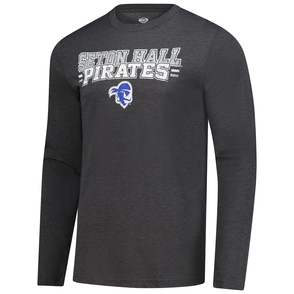 Men's Concepts Sport Blue/Heathered Charcoal Seton Hall Pirates Meter Long Sleeve T-Shirt & Pants Sleep Set