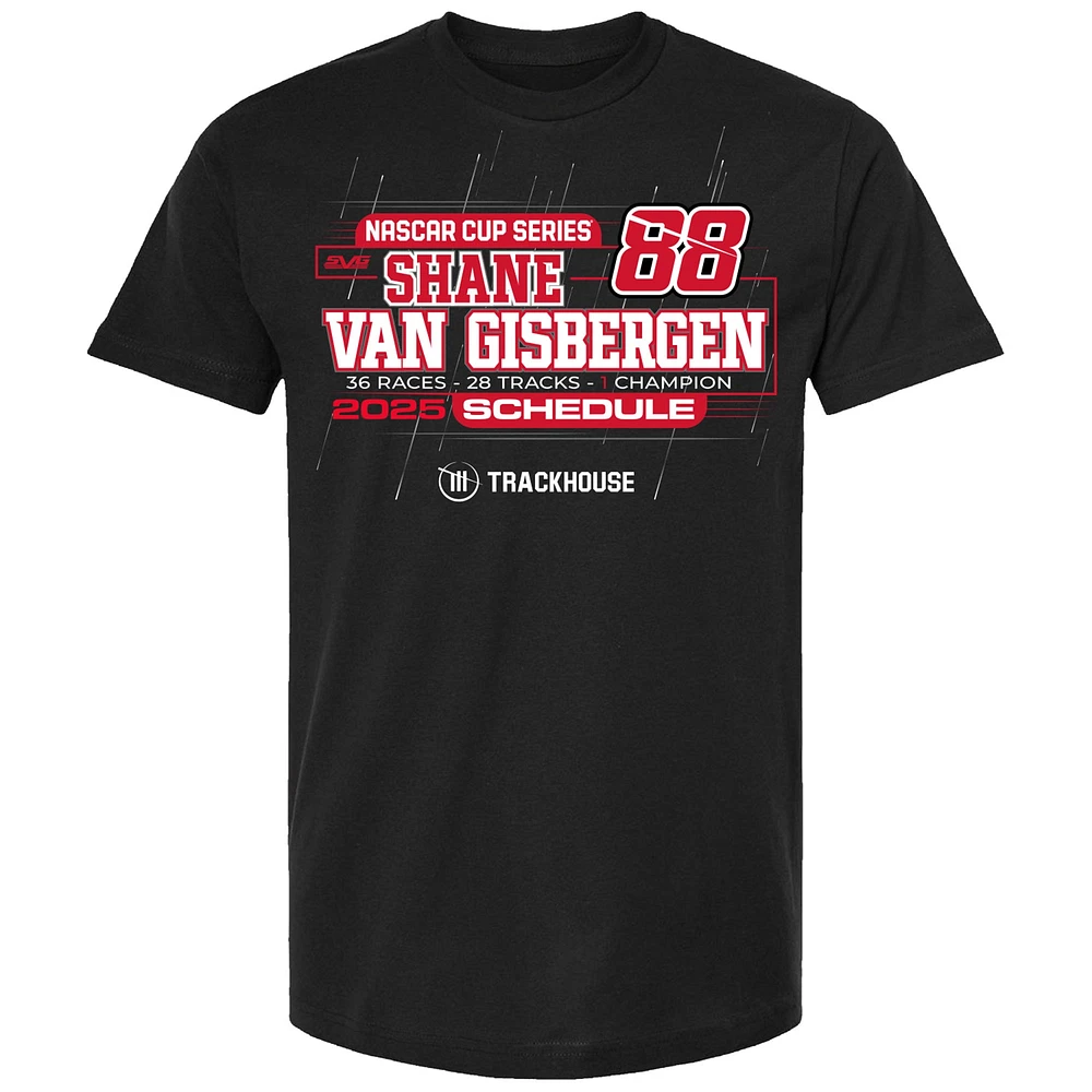 Men's Trackhouse Racing Team Collection Black Shane van Gisbergen 2025 NASCAR Cup Series Schedule T-Shirt