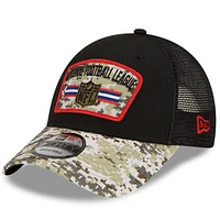 Casquette New Era NFL 2021 Salute To Service pour homme, noir/camouflage - Trucker 9FORTY Snapback réglable