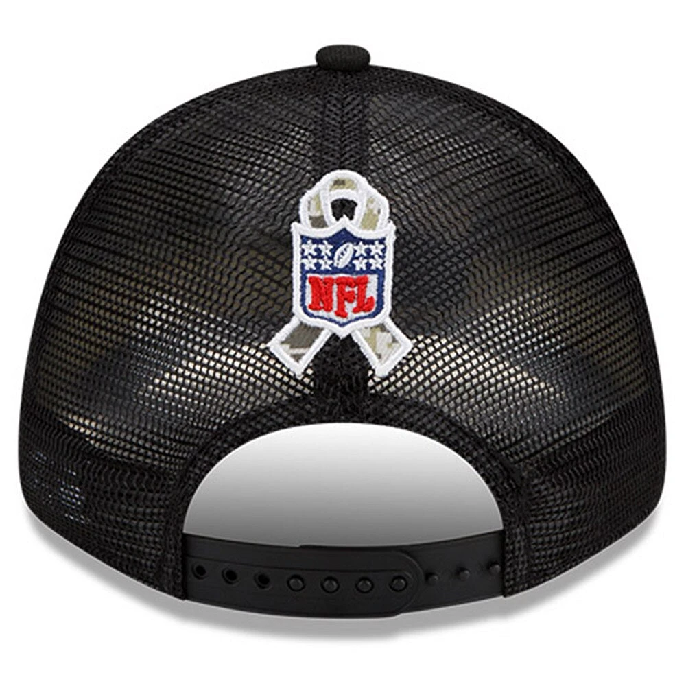 Casquette New Era NFL 2021 Salute To Service pour homme, noir/camouflage - Trucker 9FORTY Snapback réglable