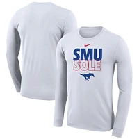 Nike  White SMU Mustangs 2023 On Court Bench Long Sleeve T-Shirt