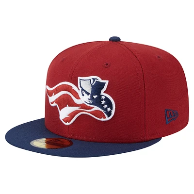 Casquette ajustée Somerset Patriots Authentic Collection 59FIFTY bordeaux/bleu marine pour homme de New Era