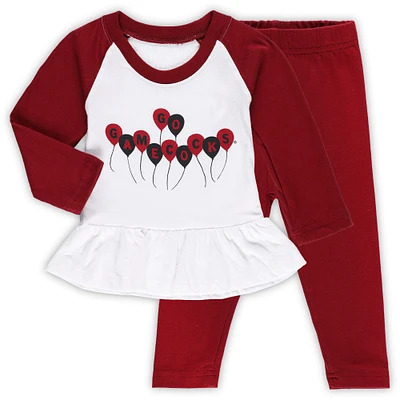 Girls Infant Wes & Willy Garnet/White South Carolina Gamecocks Balloon Raglan 3/4-Sleeve T-Shirt Leggings Set