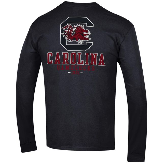 T-shirt à manches longues Champion South Carolina Gamecocks Team Stack 3-Hit pour homme, noir