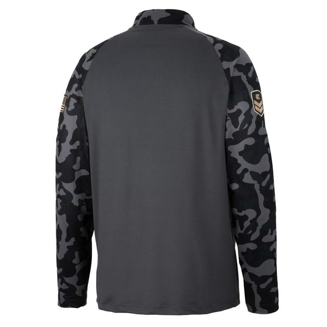 Colosseum Charcoal South Carolina Gamecocks OHT Military Appreciation Long Range Raglan Quarter-Zip Jacket pour homme