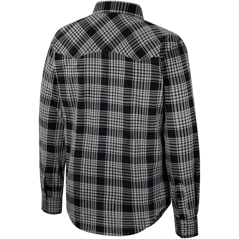 Men's Colosseum x Wrangler  Black South Carolina Gamecocks Plaid Western Long Sleeve Full-Snap Shirt