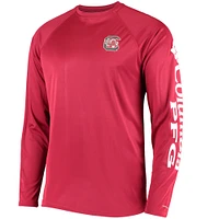 Men's Columbia Garnet South Carolina Gamecocks Terminal Tackle Omni-Shade Raglan Long Sleeve T-Shirt
