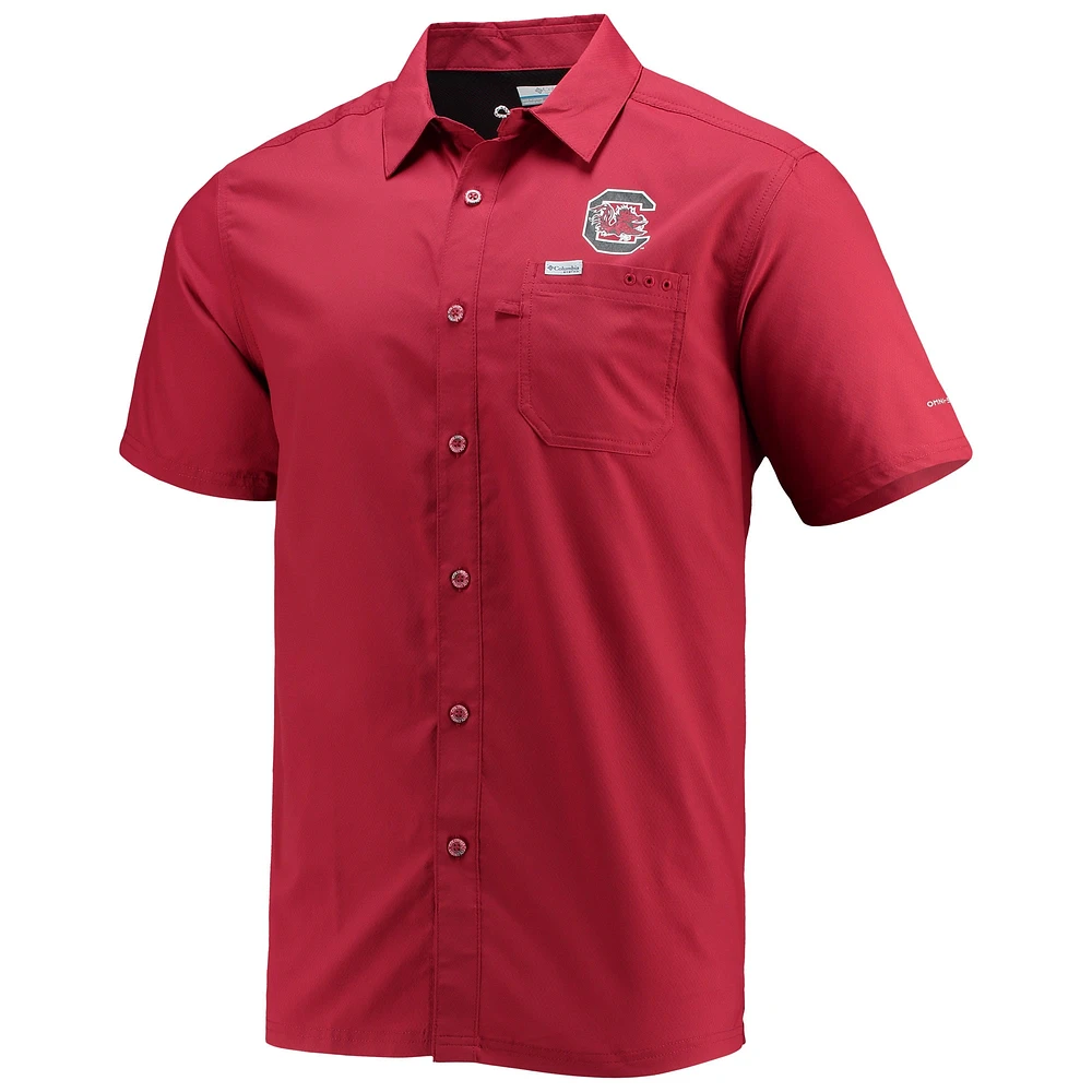 Men's Columbia PFG Garnet South Carolina Gamecocks Slack Tide Camp Button-Up Shirt