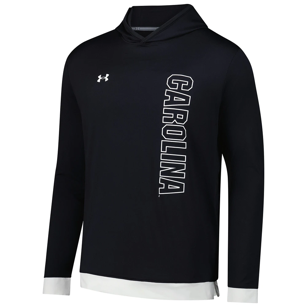 T-shirt à capuche manches longues pour homme Under Armour Black South Carolina Gamecocks 2024 On-Court Shootaround