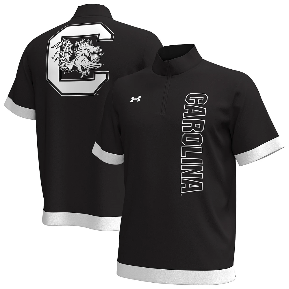 T-shirt noir à fermeture éclair quart de tour pour homme des Gamecocks Caroline du Sud 2024 d'Under Armour On-Court Shootaround