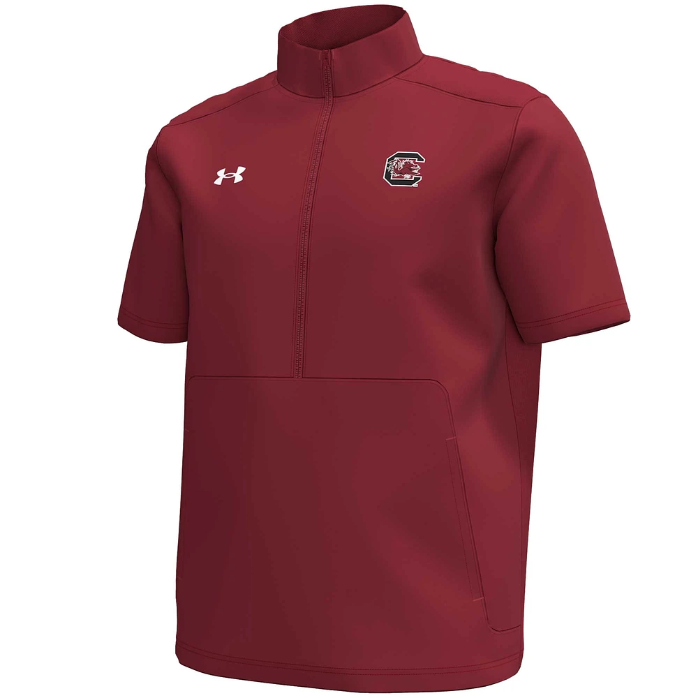Men's Under Armour Garnet South Carolina Gamecocks Motivate Quarter-Zip Short Sleeve Top
