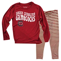 Toddler Wes & Willy  South Carolina Gamecocks Long Sleeve Top and Striped Tri-Blend Leggings Set