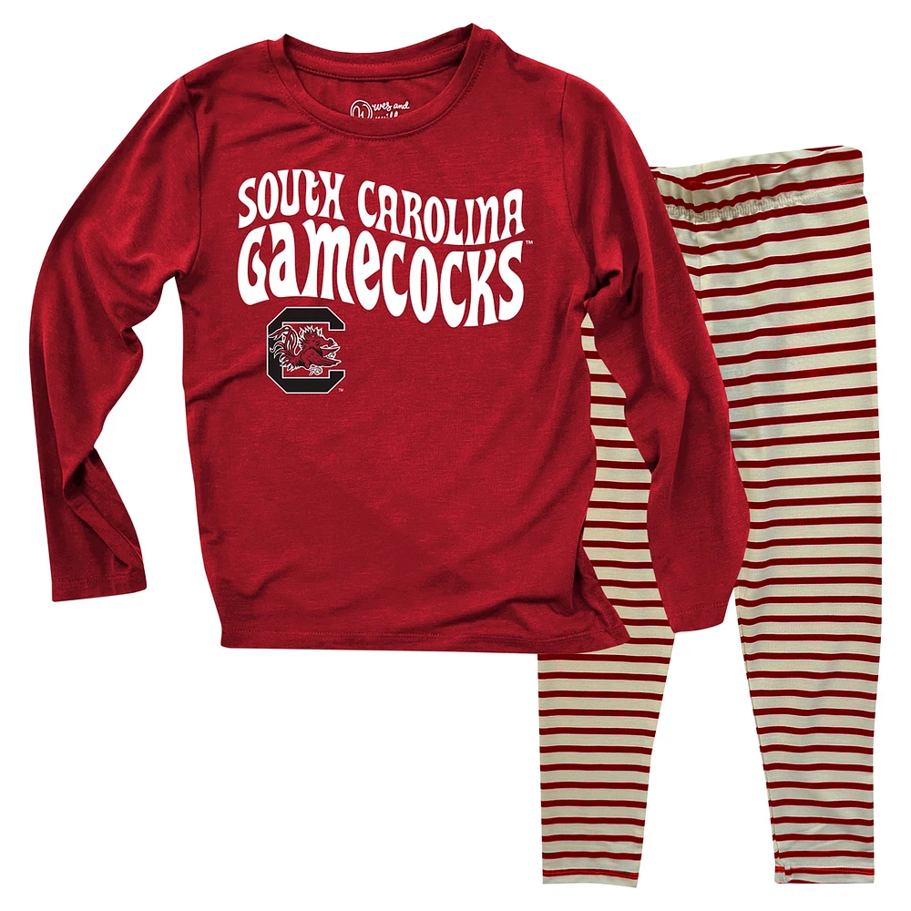 Toddler Wes & Willy  South Carolina Gamecocks Long Sleeve Top and Striped Tri-Blend Leggings Set