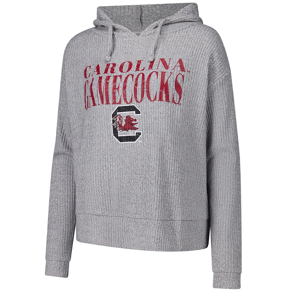 T-shirt à capuche court et doux manches longues pour femme Concepts Sport Heather Gray South Carolina Gamecocks Juniper Soft Modest